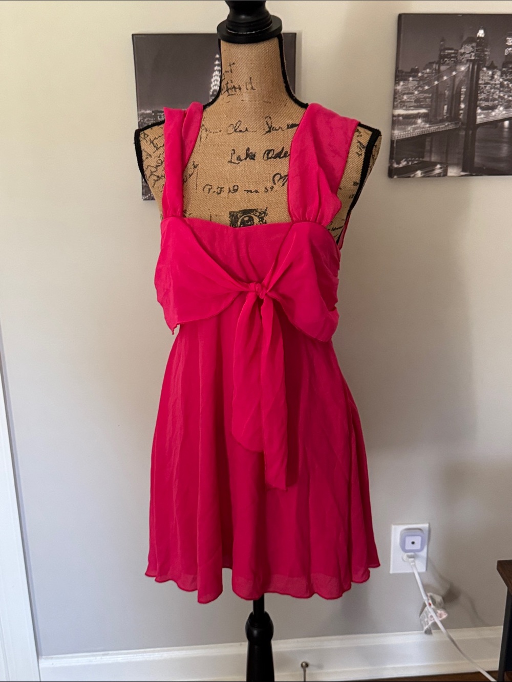 Sleeveless Hot Pink Tie-Front Mini Dress